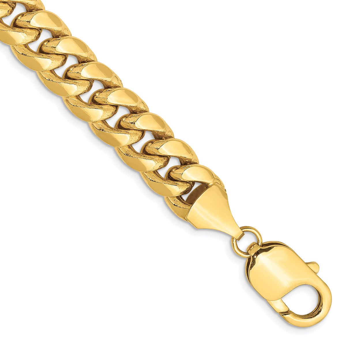 Gold (10K & 14K) Semi-Solid Miami Cuban Chain Bracelet - 10k Yellow Gold / 10 in / 9.3 mm