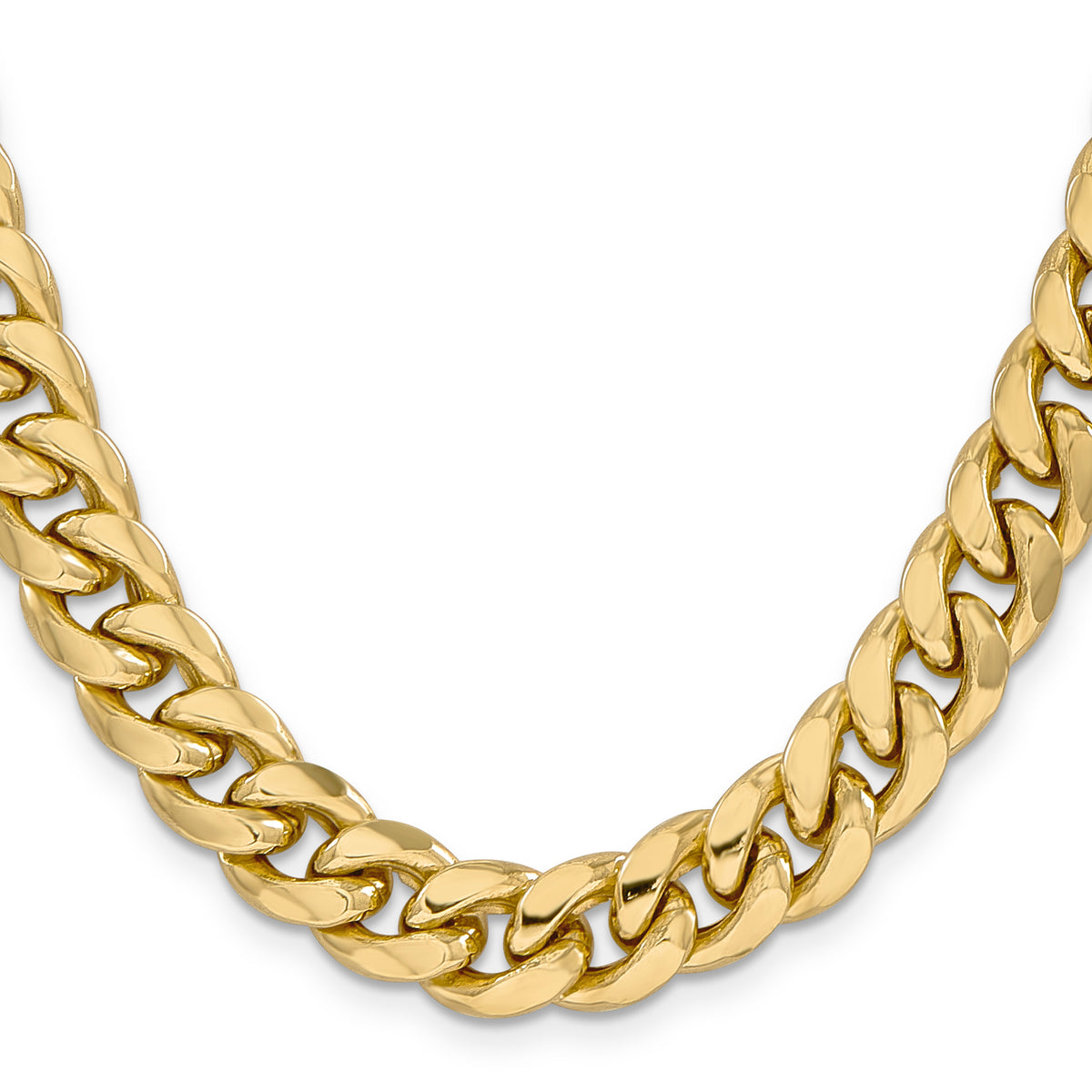 Gold (10K & 14K) Semi-Solid Miami Cuban Chain - 10k Yellow Gold / 22 in / 11 mm
