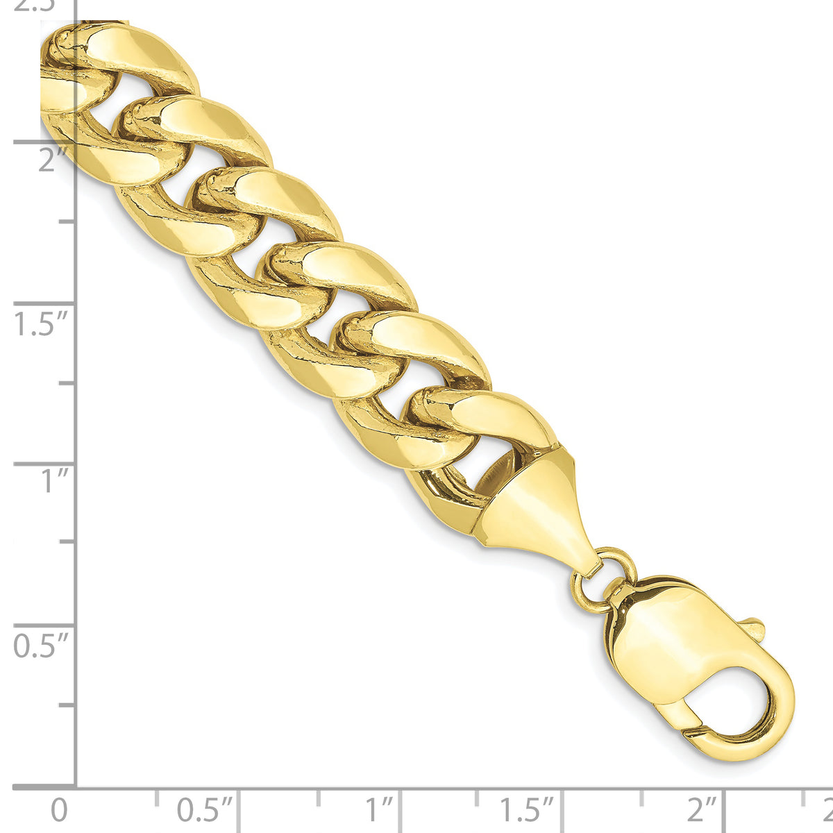 Gold (10K & 14K) Semi-Solid Miami Cuban Chain Bracelet - 10k Yellow Gold / 9 in / 11 mm
