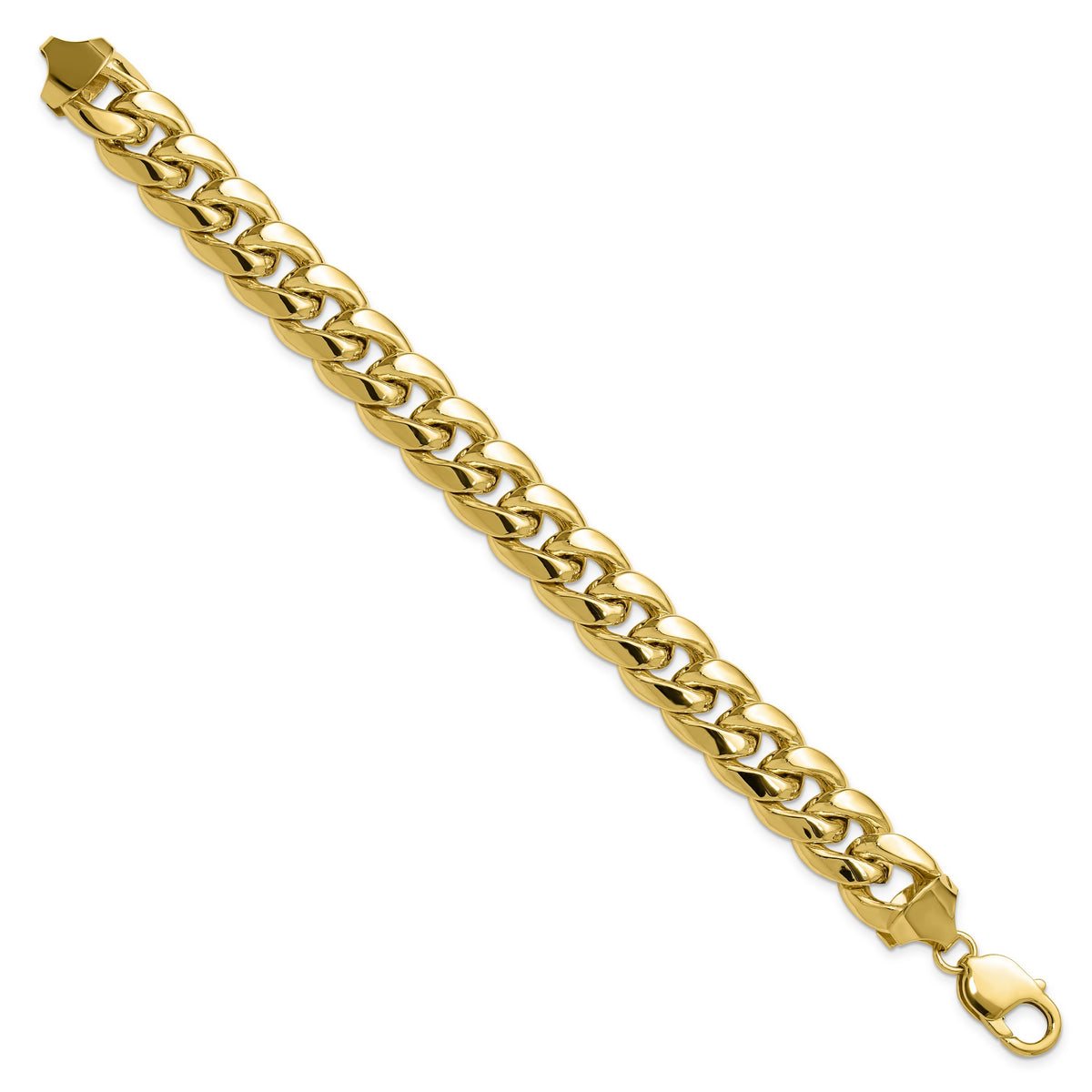 Gold (10K & 14K) Semi-Solid Miami Cuban Chain Bracelet - 10k Yellow Gold / 8 in / 13.2 mm