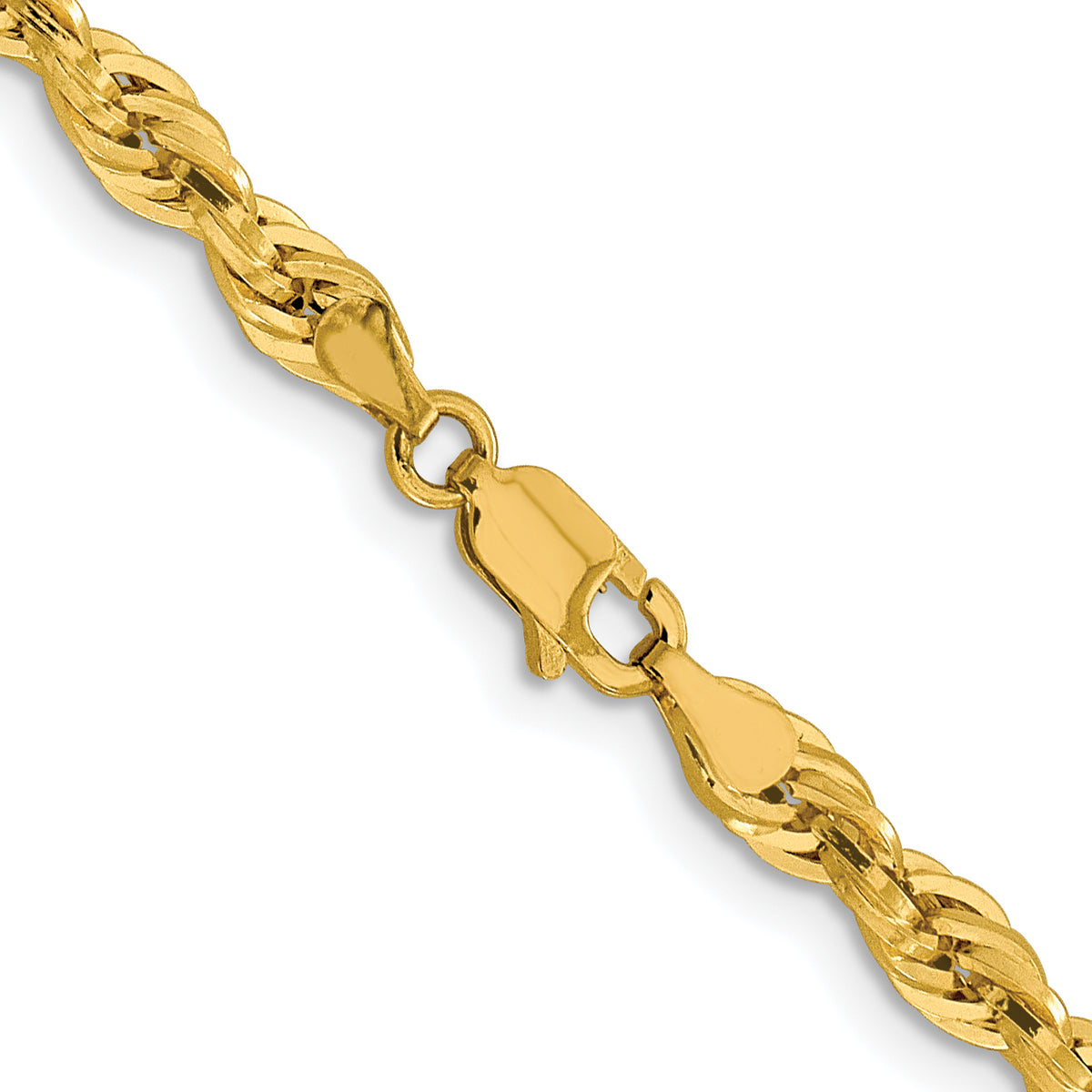 Gold (10K & 14K) Semi-Solid Rope Chain - 10k Yellow Gold / 16 in / 4.25 mm