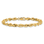 Gold (10K & 14K) Semi-Solid Rope Chain Bracelet - 10k Yellow Gold / 7 in / 4.25 mm