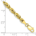 Gold (10K & 14K) Semi-Solid Rope Chain Bracelet - 10k Yellow Gold / 7 in / 4.25 mm