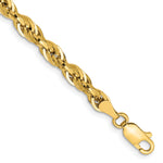 Gold (10K & 14K) Semi-Solid Rope Chain Bracelet - 10k Yellow Gold / 7 in / 4.25 mm