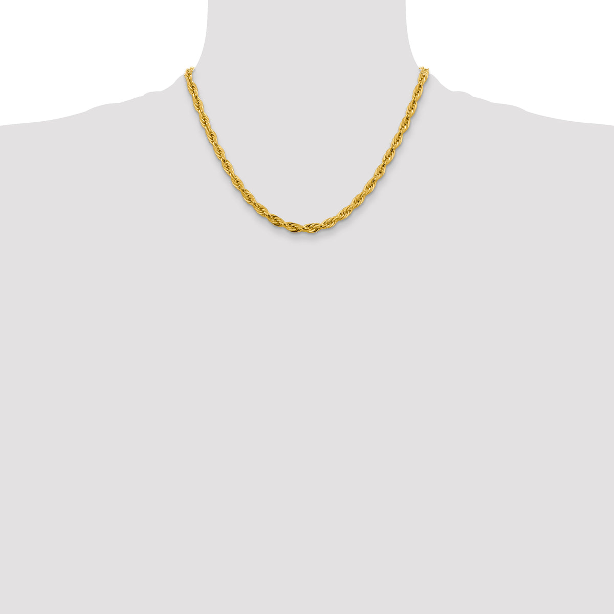 Gold (10K & 14K) Semi-Solid Rope Chain - 10k Yellow Gold / 18 in / 4.75 mm