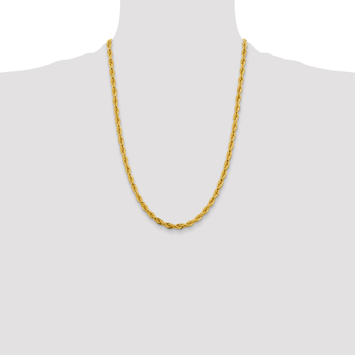 Gold (10K & 14K) Semi-Solid Rope Chain - 10k Yellow Gold / 24 in / 4.75 mm