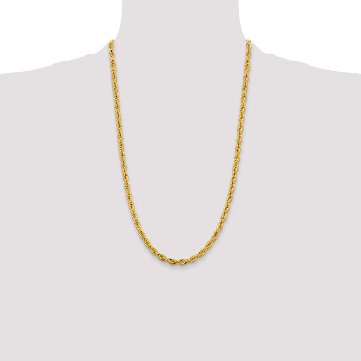 Gold (10K & 14K) Semi-Solid Rope Chain - 10k Yellow Gold / 26 in / 4.75 mm