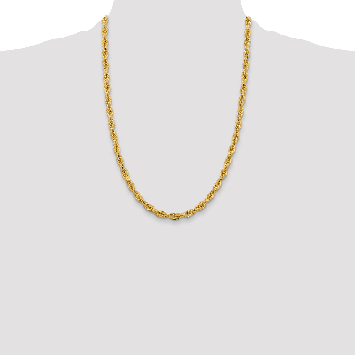Gold (10K & 14K) Semi-Solid Rope Chain - 10k Yellow Gold / 24 in / 5.4 mm