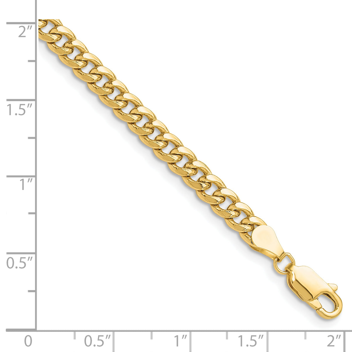 Gold (10K & 14K) Semi-Solid Miami Cuban Chain Bracelet - 10k Yellow Gold / 7 in / 4.5 mm