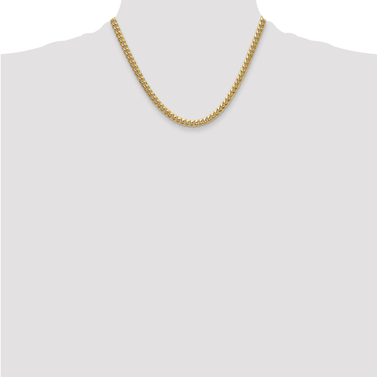 Gold (10K & 14K) Semi-Solid Miami Cuban Chain - 10k Yellow Gold / 18 in / 5.25 mm