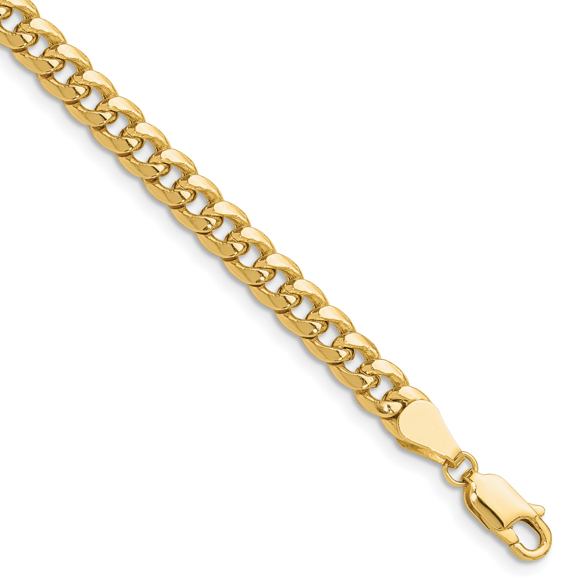 Gold (10K & 14K) Semi-Solid Miami Cuban Chain Bracelet - 10k Yellow Gold / 7 in / 5.25 mm