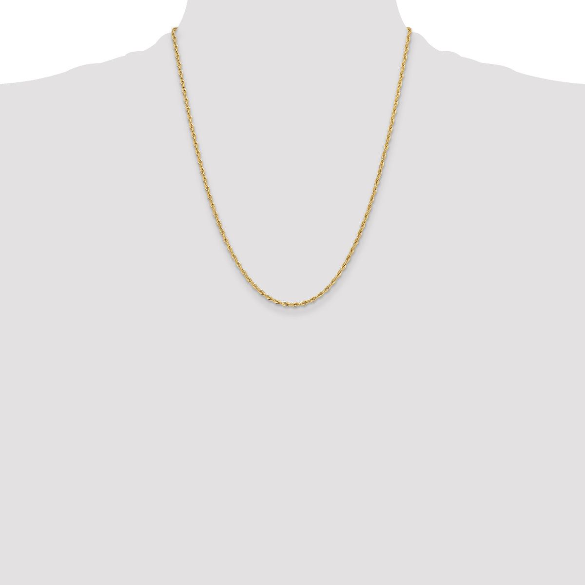 Gold (10K & 14K) Semi-Solid Rope Chain - 10k Yellow Gold / 22 in / 2.5 mm, Lobster