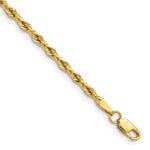 Gold (10K & 14K) Semi-Solid Rope Chain Bracelet - 10k Yellow Gold / 7 in / 2.5 mm