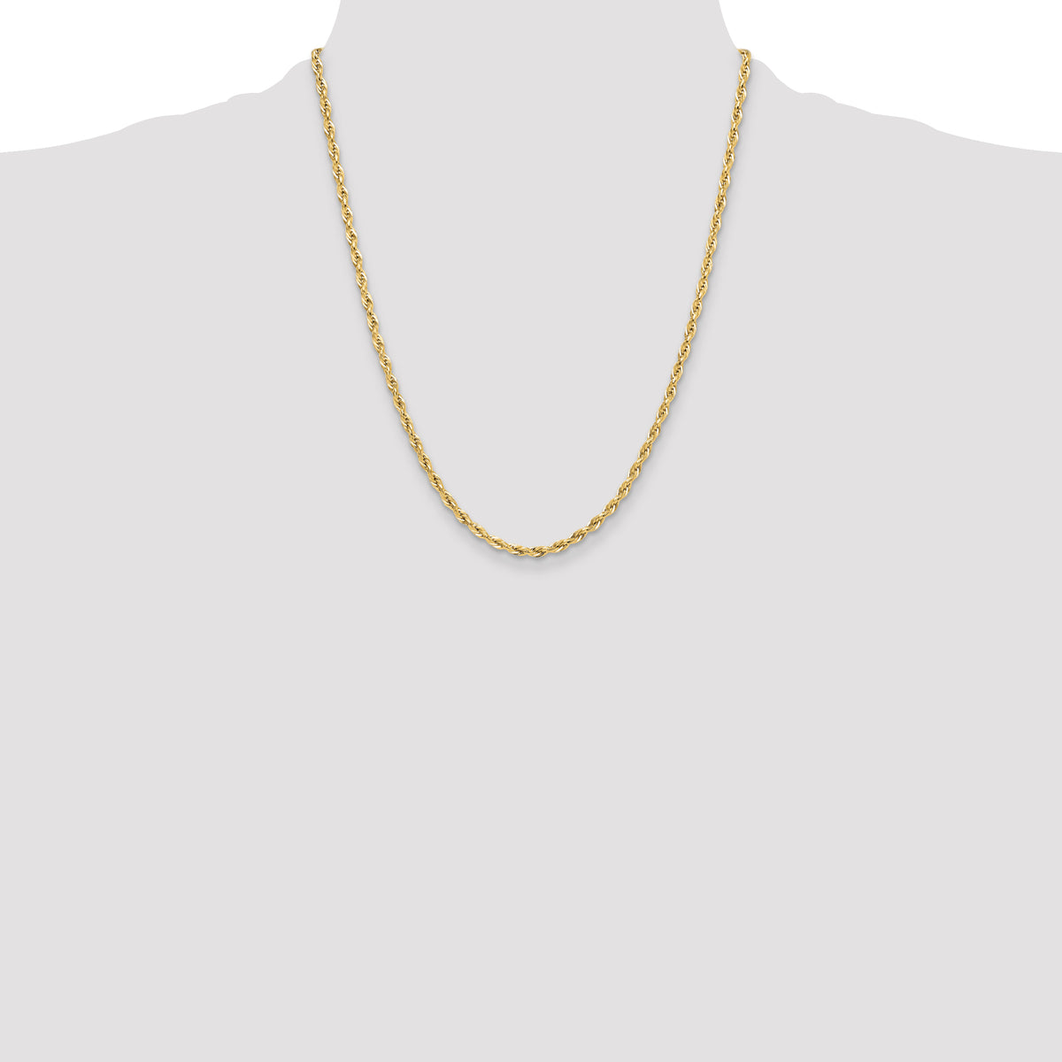 Gold (10K & 14K) Semi-Solid Rope Chain - 10k Yellow Gold / 22 in / 3.5 mm