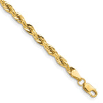 Gold (10K & 14K) Semi-Solid Rope Chain Bracelet - 10k Yellow Gold / 7 in / 3.5 mm