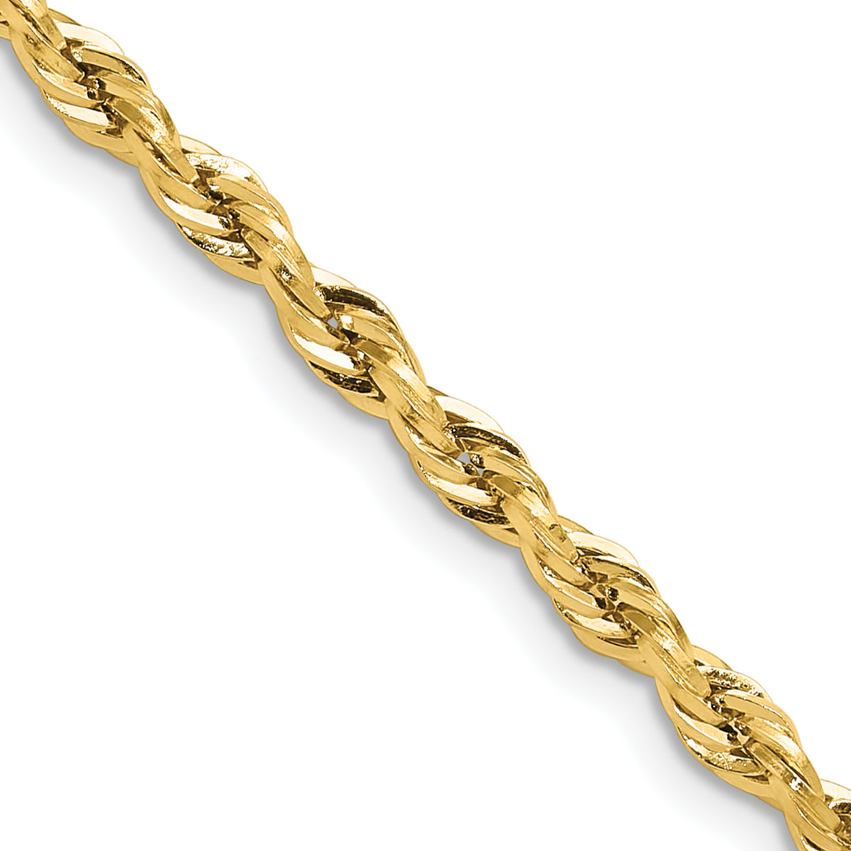 Gold (10K & 14K) Semi-Solid Rope Chain - 10k Yellow Gold / 16 in / 3.5 mm