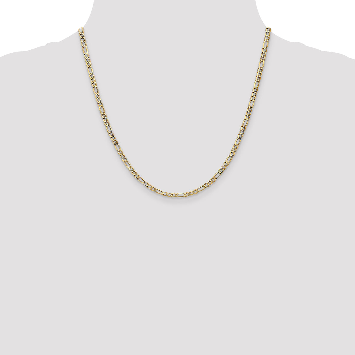Gold (10K & 14K) Semi-Solid Figaro Chain - 10k Yellow Gold / 20 in / 3.5 mm