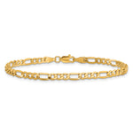 Gold (10K & 14K) Semi-Solid Figaro Chain Bracelet - 10k Yellow Gold / 7 in / 3.5 mm