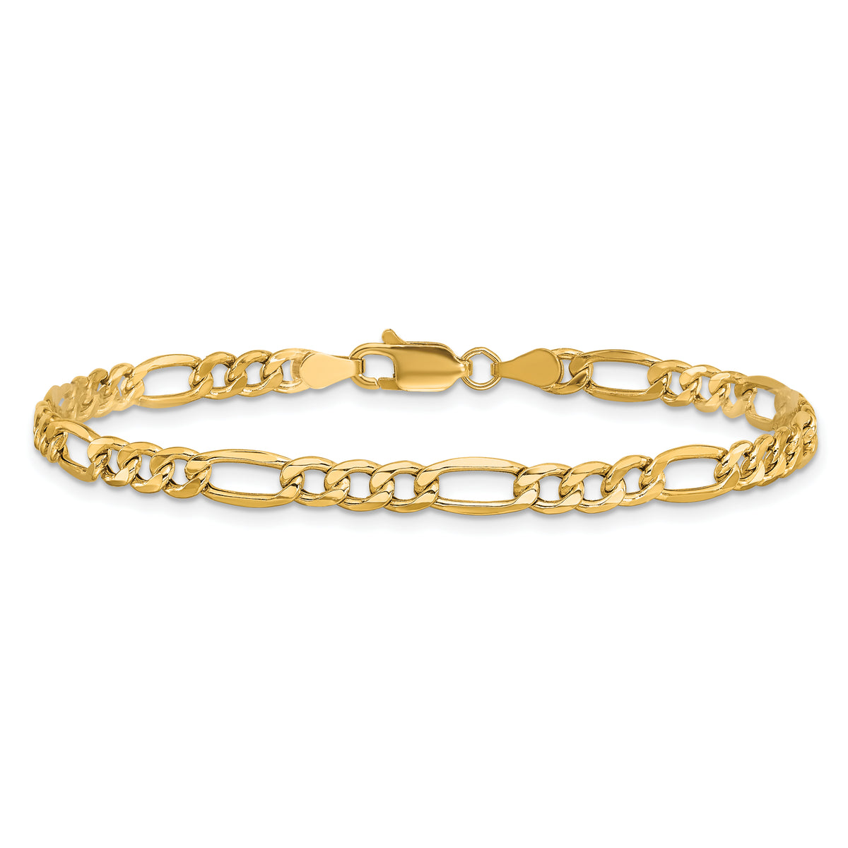 Gold (10K & 14K) Semi-Solid Figaro Chain Bracelet - 10k Yellow Gold / 8 in / 4.4 mm