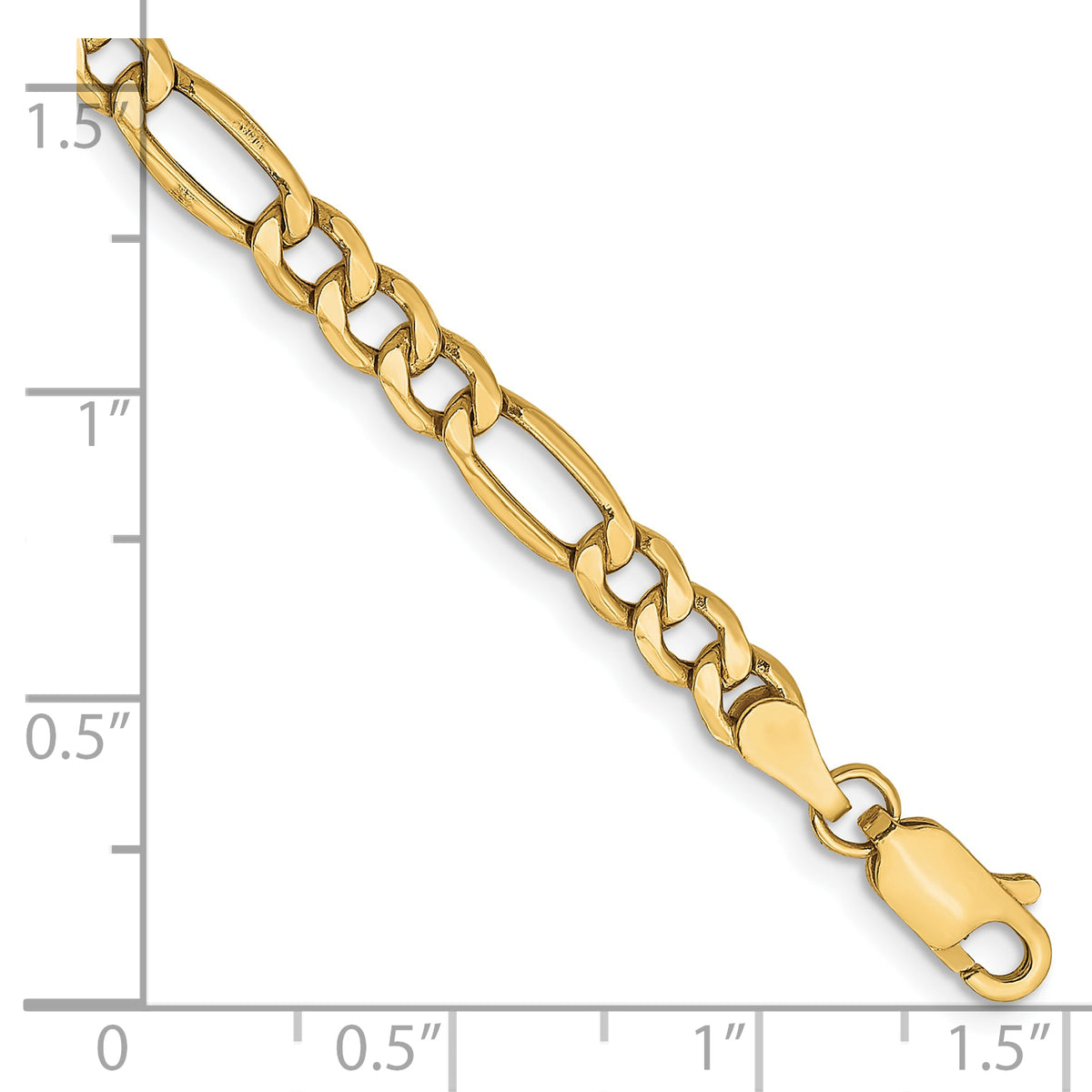 Gold (10K & 14K) Semi-Solid Figaro Chain Bracelet - 10k Yellow Gold / 7 in / 2 mm