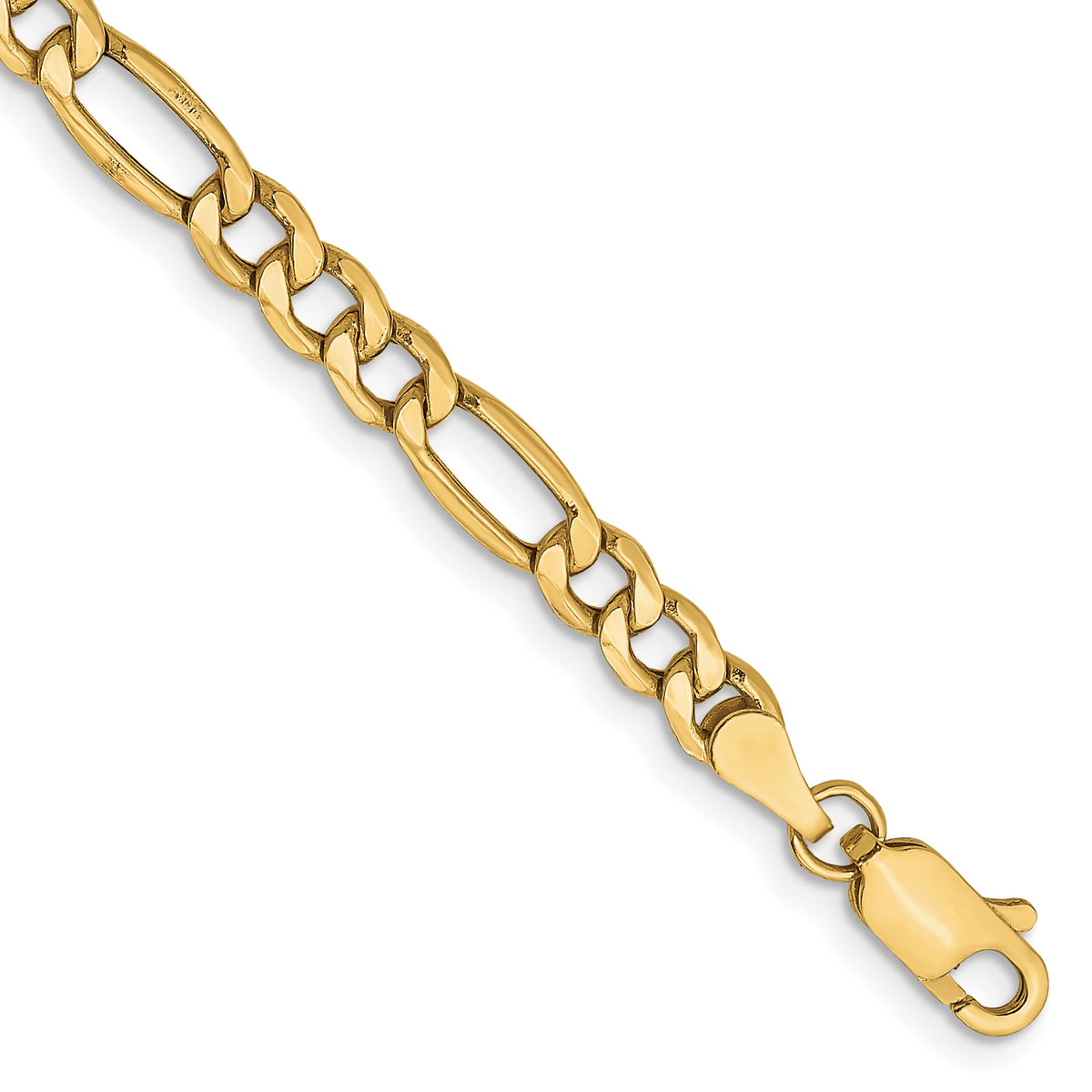 Gold (10K & 14K) Semi-Solid Figaro Chain Bracelet - 10k Yellow Gold / 9 in / 4.2 mm