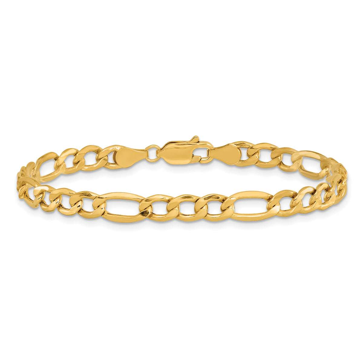 Gold (10K & 14K) Semi-Solid Figaro Chain Bracelet - 10k Yellow Gold / 7 in / 5.35 mm