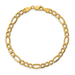 Gold (10K & 14K) Semi-Solid Figaro Chain Bracelet - 10k Yellow Gold / 7 in / 5.35 mm