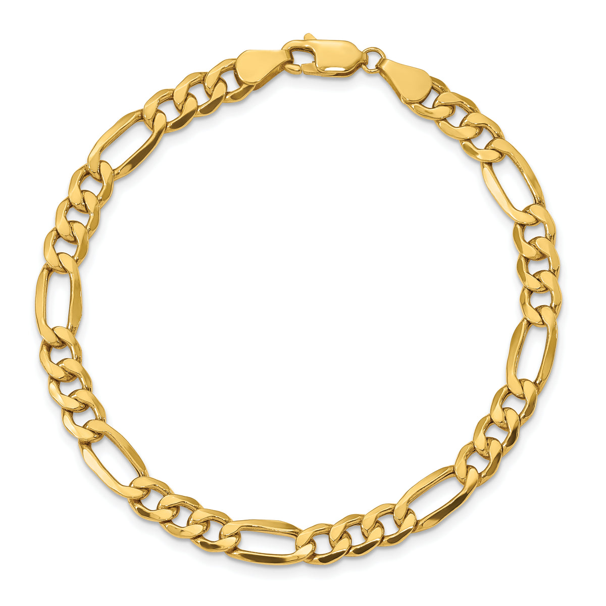 Gold (10K & 14K) Semi-Solid Figaro Chain Bracelet - 10k Yellow Gold / 9 in / 6.25 mm