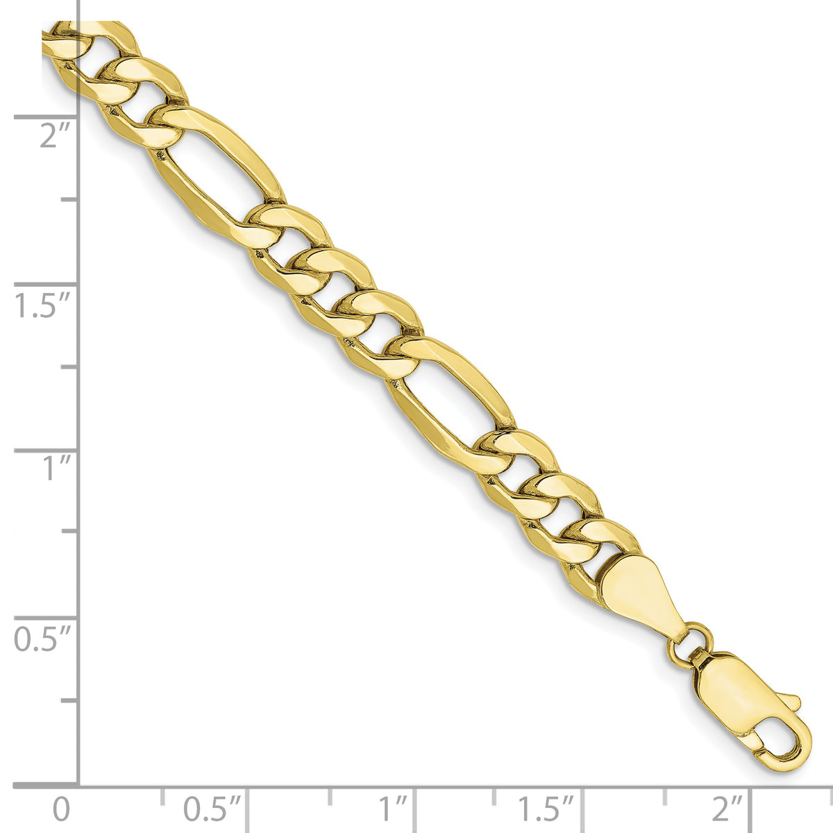 Gold (10K & 14K) Semi-Solid Figaro Chain Bracelet - 10k Yellow Gold / 9 in / 6.25 mm