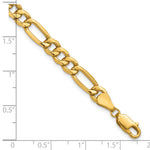 Gold (10K & 14K) Semi-Solid Figaro Chain Bracelet - 10k Yellow Gold / 8 in / 6.25 mm