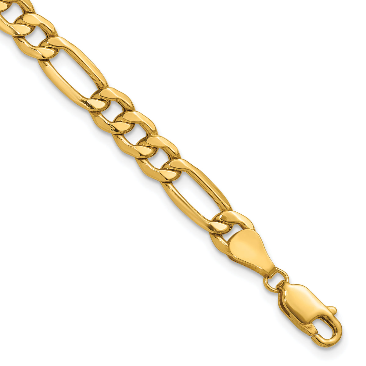Gold (10K & 14K) Semi-Solid Figaro Chain Bracelet - 10k Yellow Gold / 8 in / 6.25 mm