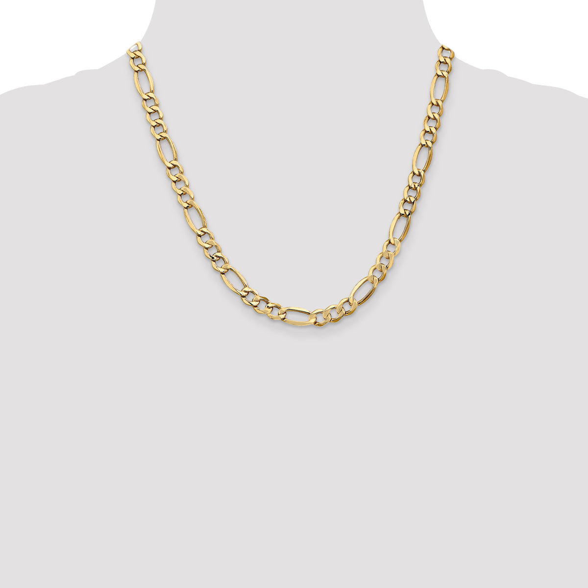 Gold (10K & 14K) Semi-Solid Figaro Chain - 10k Yellow Gold / 20 in / 7.3 mm