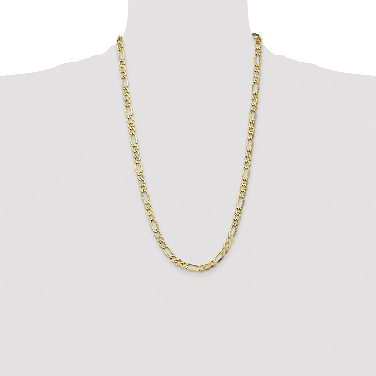 Gold (10K & 14K) Semi-Solid Figaro Chain - 10k Yellow Gold / 26 in / 7.3 mm