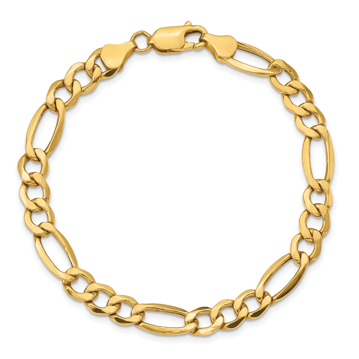 Gold (10K & 14K) Semi-Solid Figaro Chain Bracelet - 10k Yellow Gold / 7 in / 7.3 mm