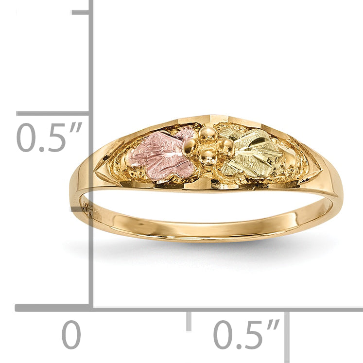 12k Tri-color Black Hills Gold Leaves Ring