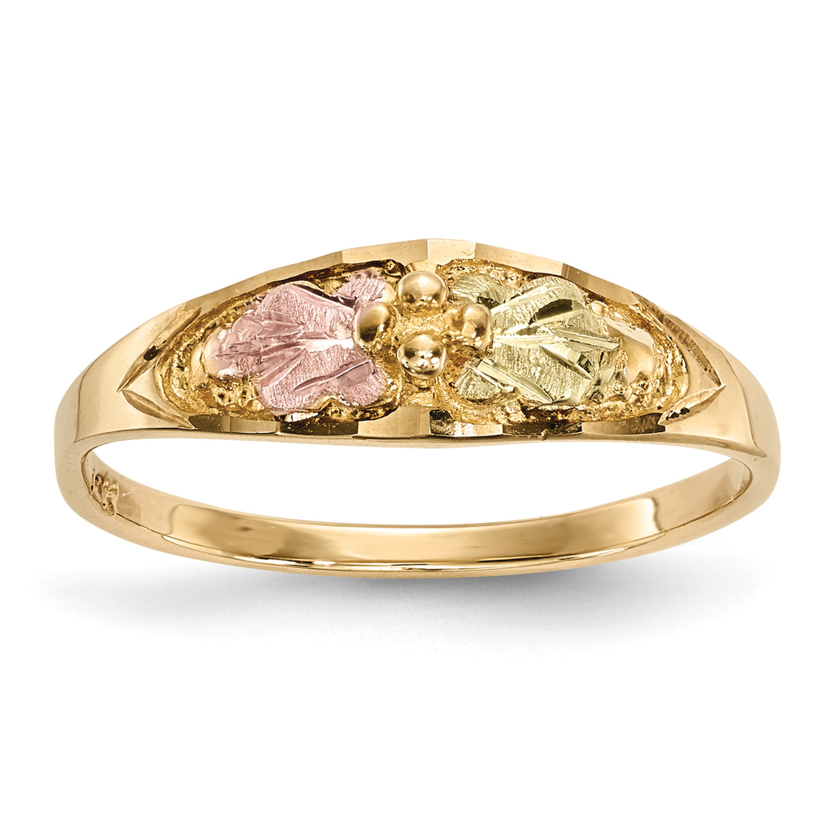 12k Tri-color Black Hills Gold Leaves Ring