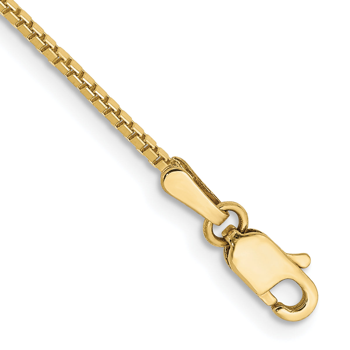 Gold (10K & 14K) Box Chain Anklet - 10k Yellow Gold / 9 in / 1.1 mm