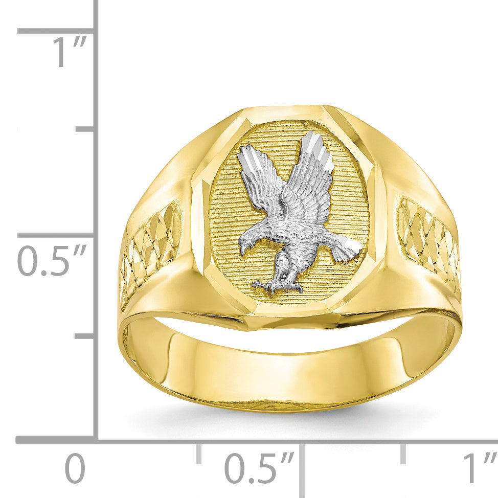Men's Eagle Ring - 10k Gold with White Rhodium