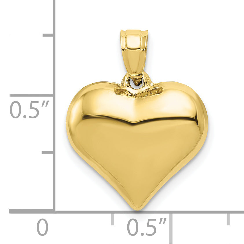 Gold 3D Heart Pendant - 10k Yellow Gold