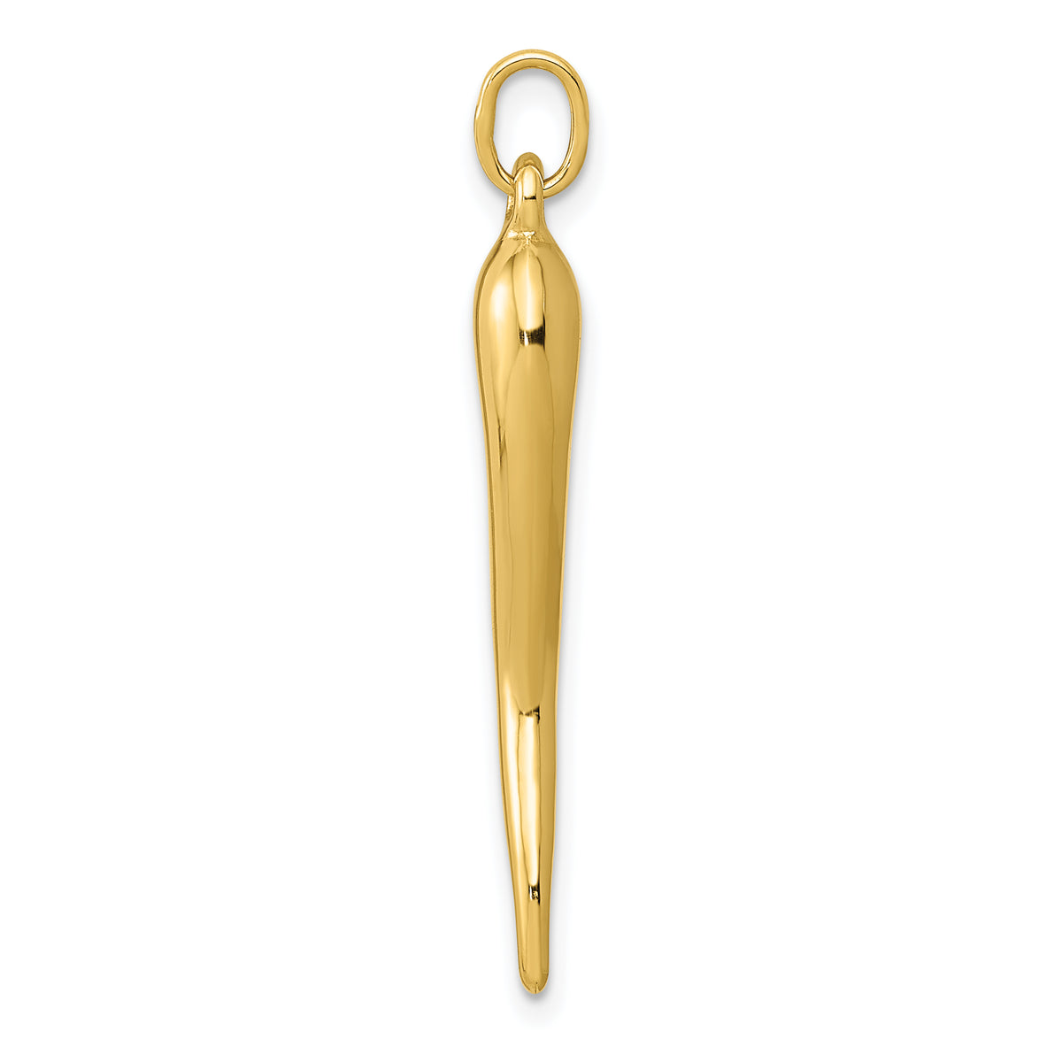 Gold Polished Italian Horn Pendant - 10k Yellow Gold / 6.5 x 32 mm
