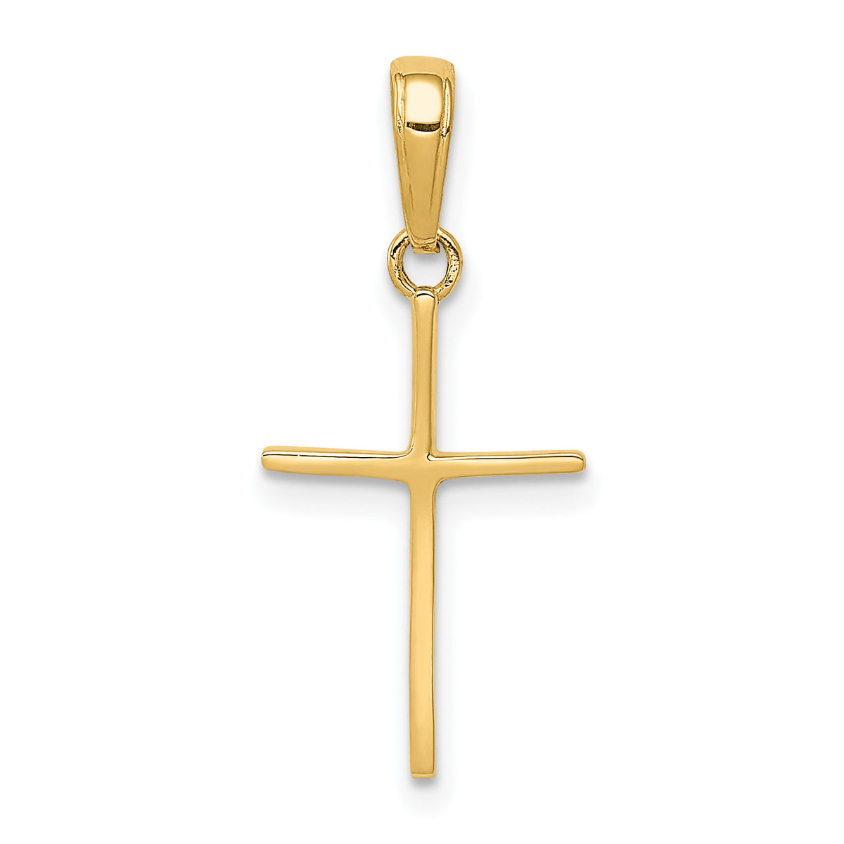 Gold Polished Flat Cross Pendant - 10k Yellow Gold / 10 x 19 mm
