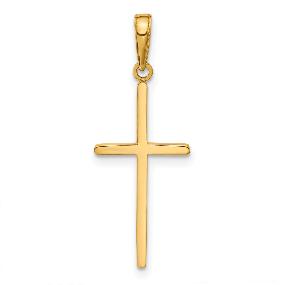 Gold Polished Flat Cross Pendant - 10k Yellow Gold / 12 x 25 mm