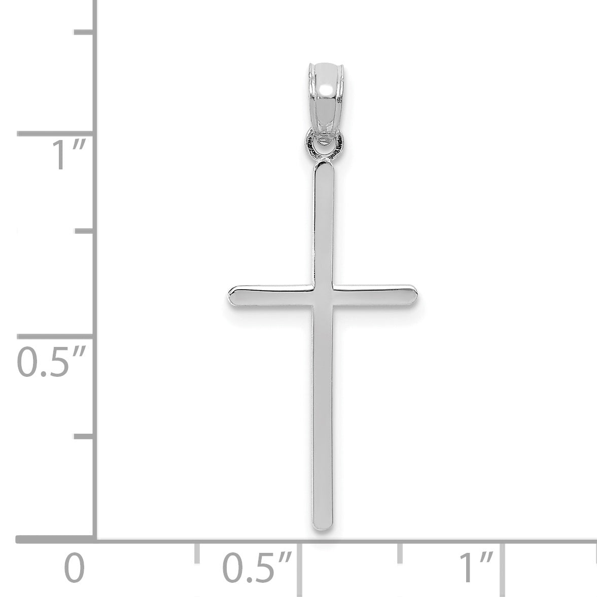 Gold Polished Flat Cross Pendant - 10k White Gold / 12 x 25 mm