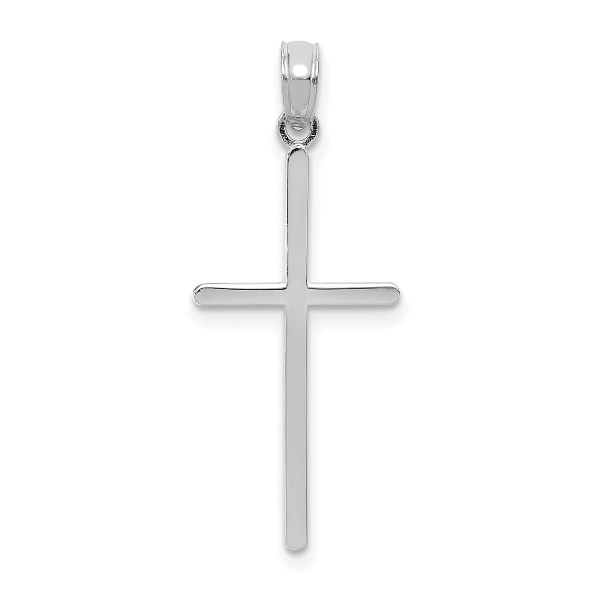 Gold Polished Flat Cross Pendant - 10k White Gold / 12 x 25 mm