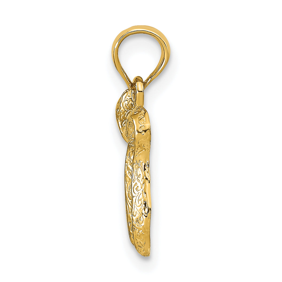 Gold Textured Chai Pendant - 10k Yellow Gold / 12.5 x 14 mm