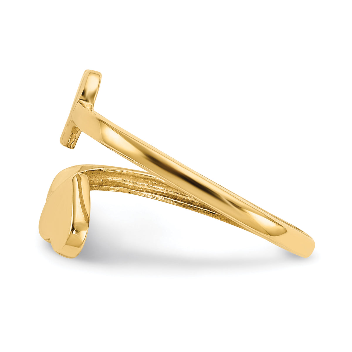 Gold Polished Bypass Heart Toe Ring - 10k Yellow Gold