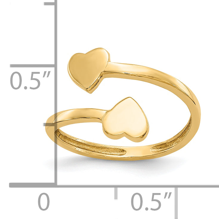 Gold Polished Bypass Heart Toe Ring - 10k Yellow Gold