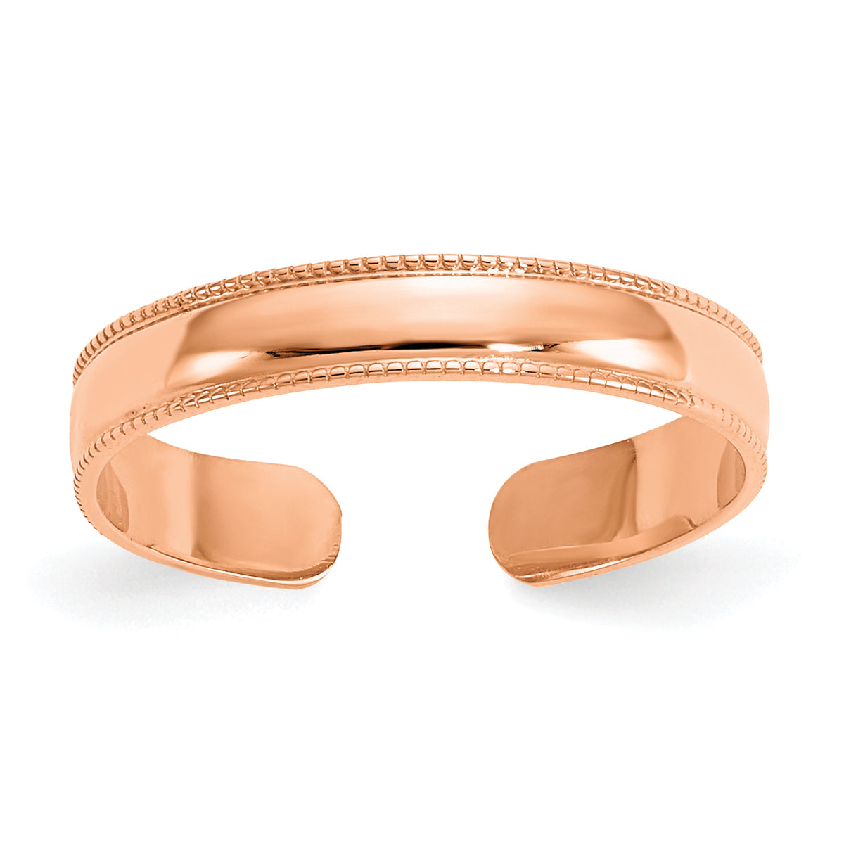 Gold Polished and Beaded Toe Ring - 10k Rose Gold