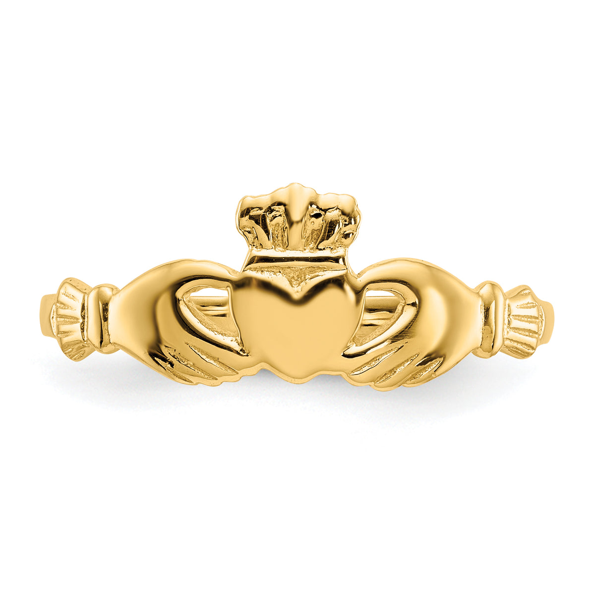 Polished Ladies Claddagh Ring - 10k Yellow Gold