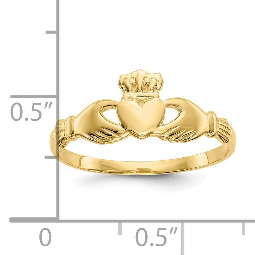 Polished Ladies Claddagh Ring - 10k Yellow Gold